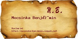 Mocsinka Benjámin névjegykártya